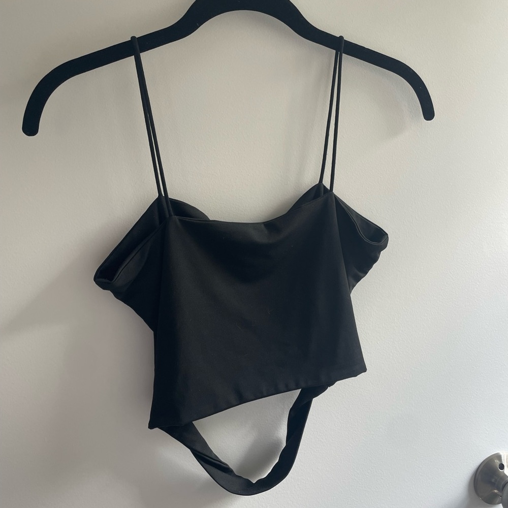 Black silk spaghetti strap party top